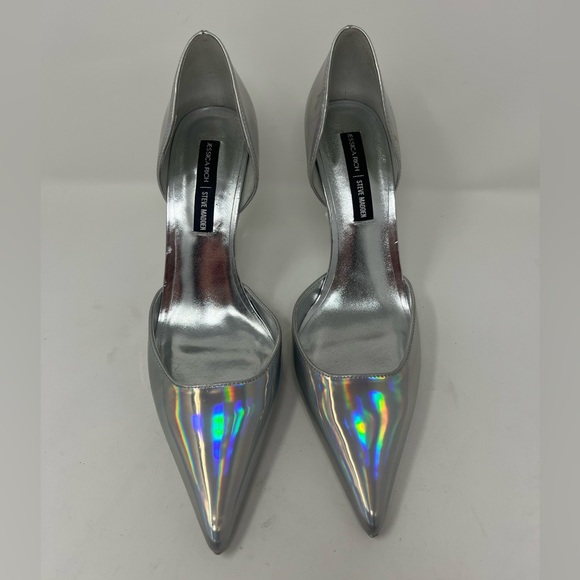 Steve Madden Jessica Rich Talia Holographic Silver Heel pump Crystal Detail 8.5 - Picture 2 of 6